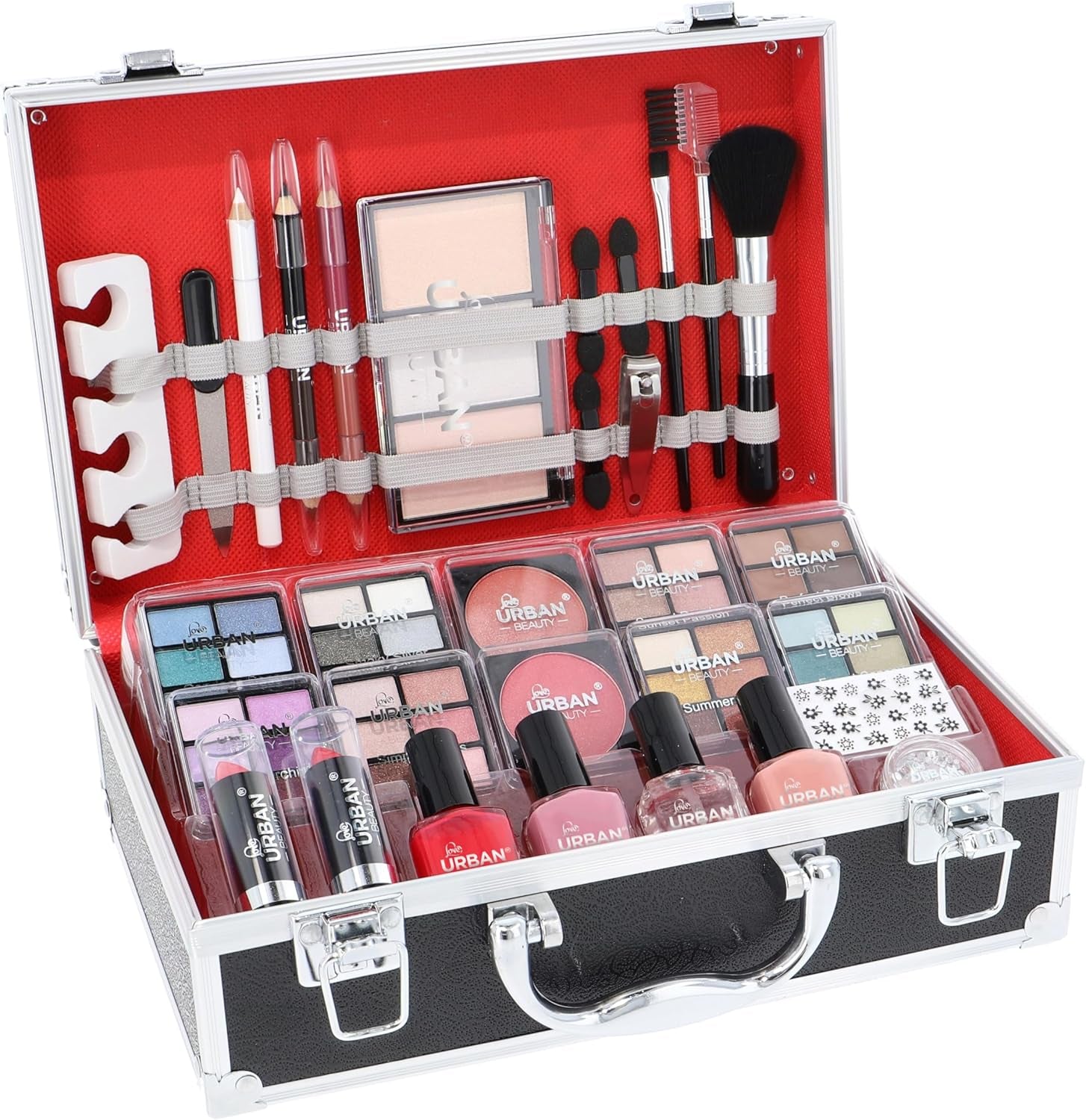 Divine Beauty 76-Piece Vegan French Manicure Makeup Vanity Case Set