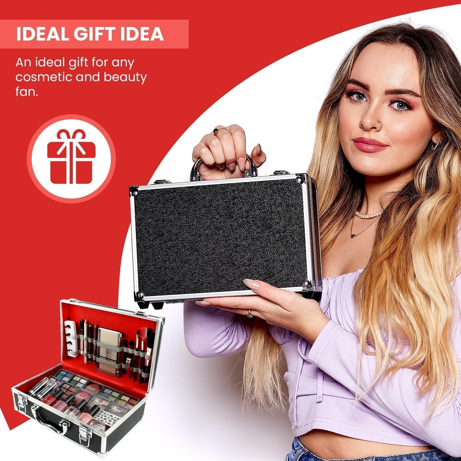 Divine Beauty 76-Piece Vegan French Manicure Makeup Vanity Case Set