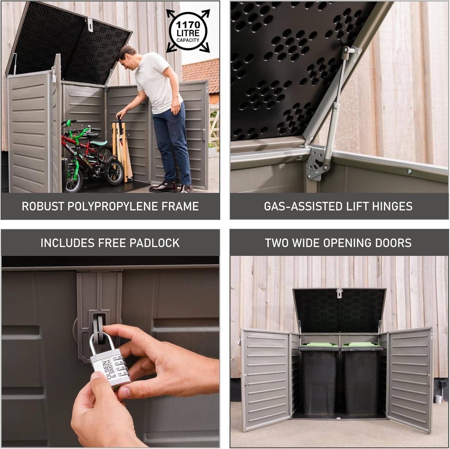 1170L Extra Large Outdoor Garden Storage Box with Secure Padlock