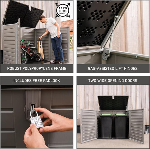 1170L Extra Large Outdoor Garden Storage Box with Secure Padlock