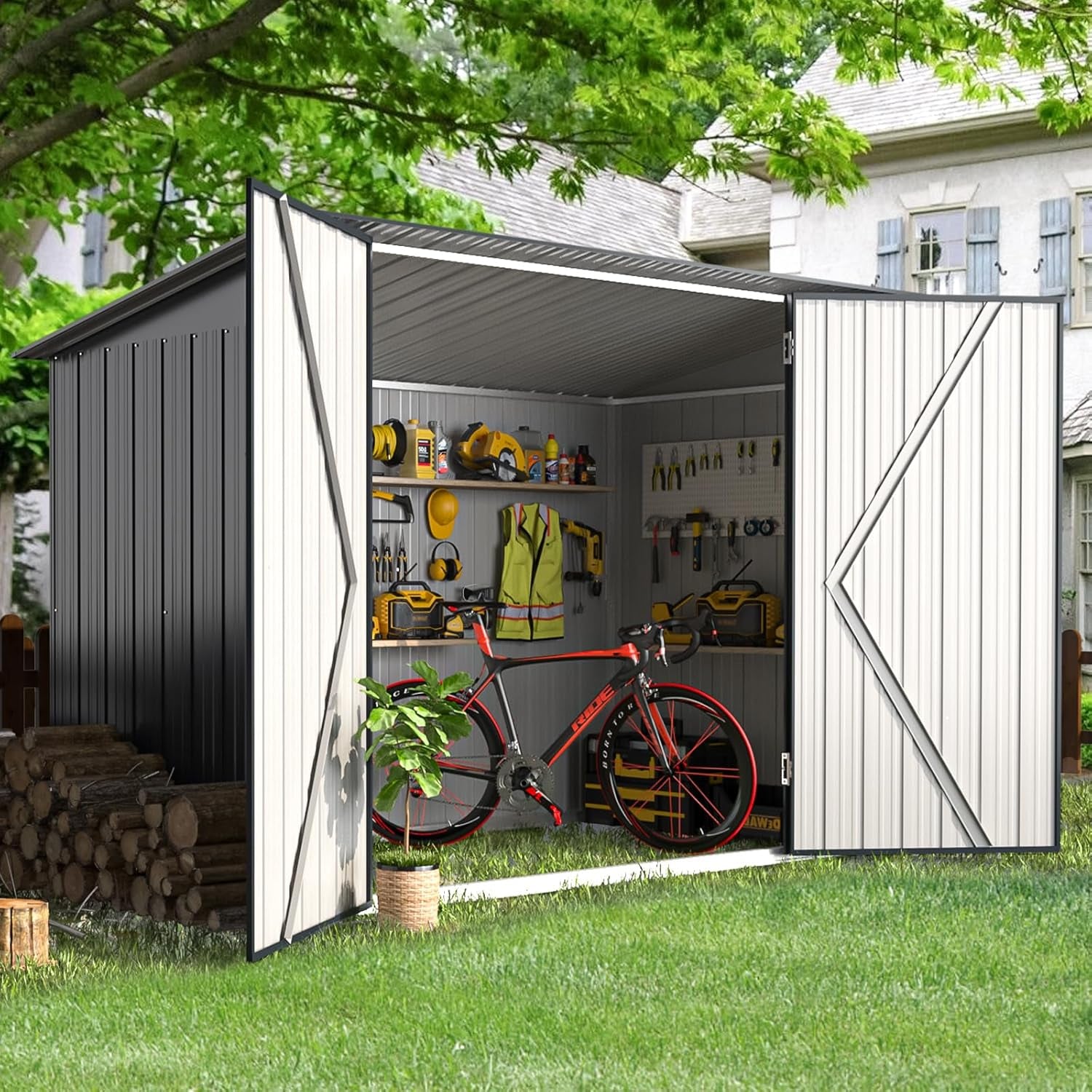 Galvanised Steel Lockable Outdoor Garden Bike Storage Unit