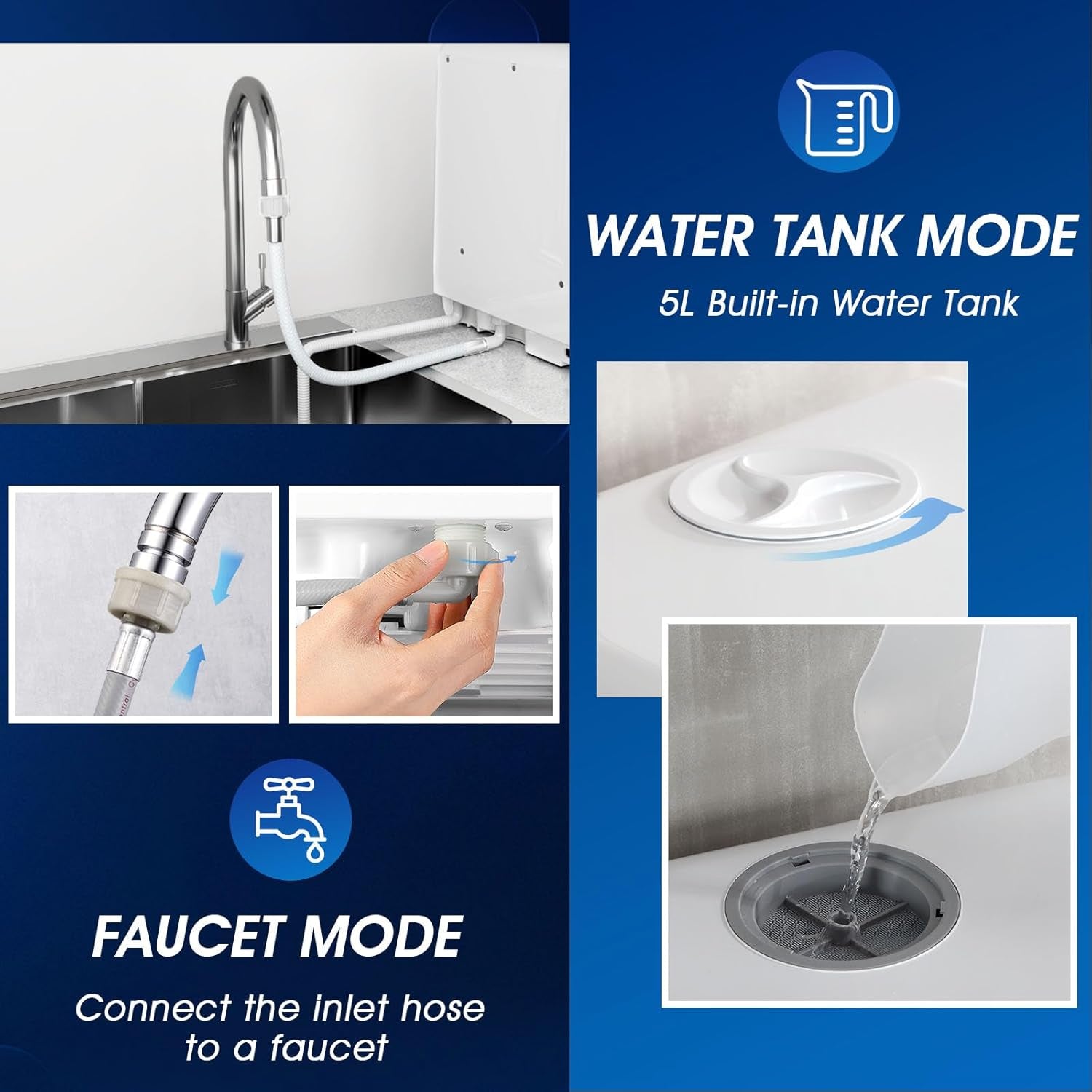 AIRMSEN Portable Countertop Dishwasher with 6 Programs and Baby Care