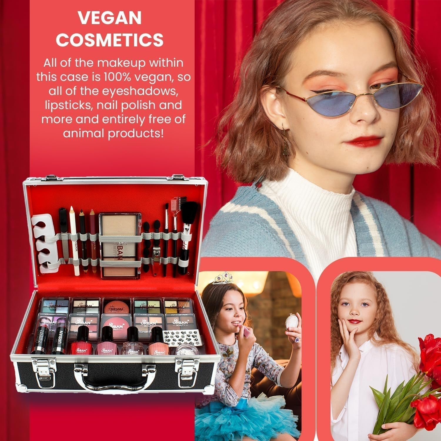 Divine Beauty 76-Piece Vegan French Manicure Makeup Vanity Case Set