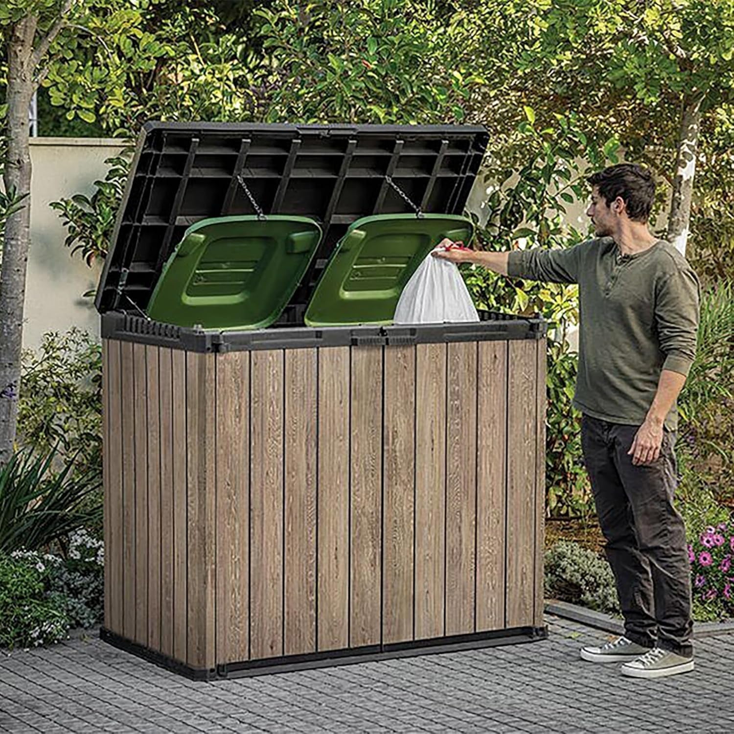 Store-It-Out Darwin 1150L Outdoor Storage Box in Ashwood Brown