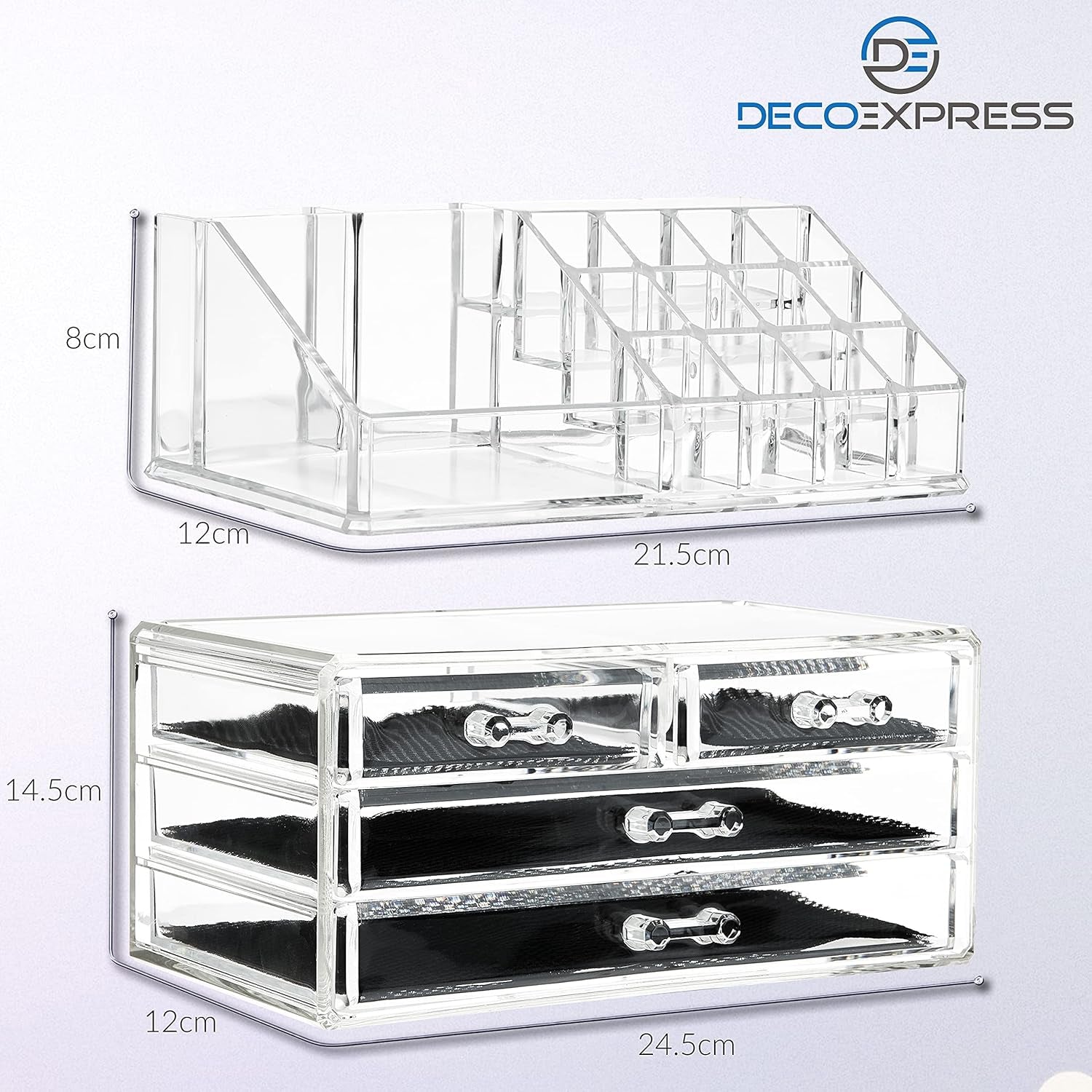 4-Tier Clear Acrylic Makeup Organiser With Drawers For Vanity Storage