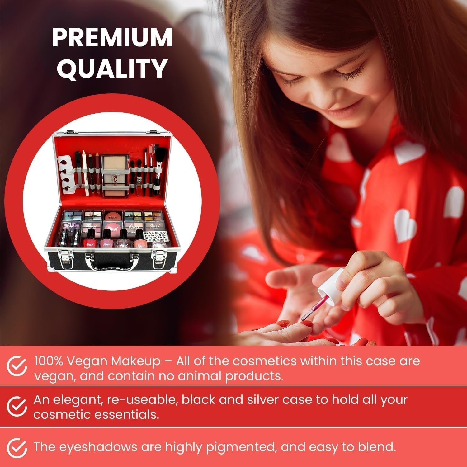 Divine Beauty 76-Piece Vegan French Manicure Makeup Vanity Case Set