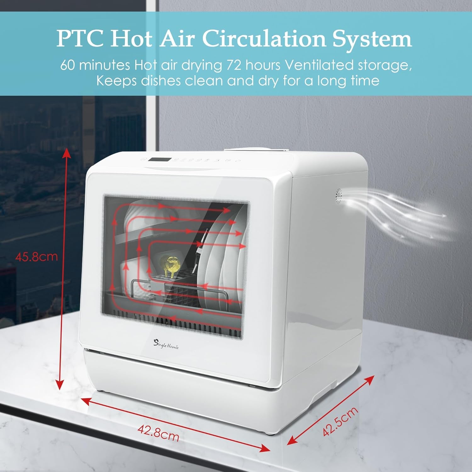 Portable Mini Table Top Dishwasher with 5L Water Tank