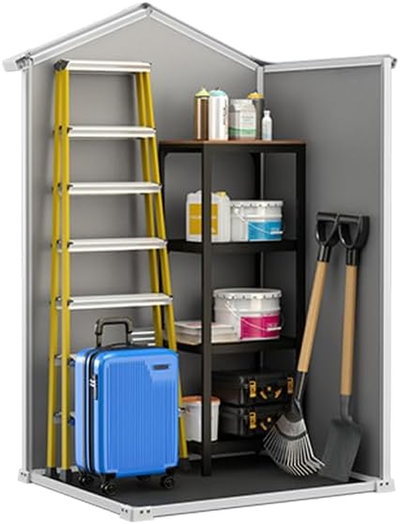 Durable 4x3 Ft Weather-Resistant Resin Outdoor Garden Storage Shed Grey