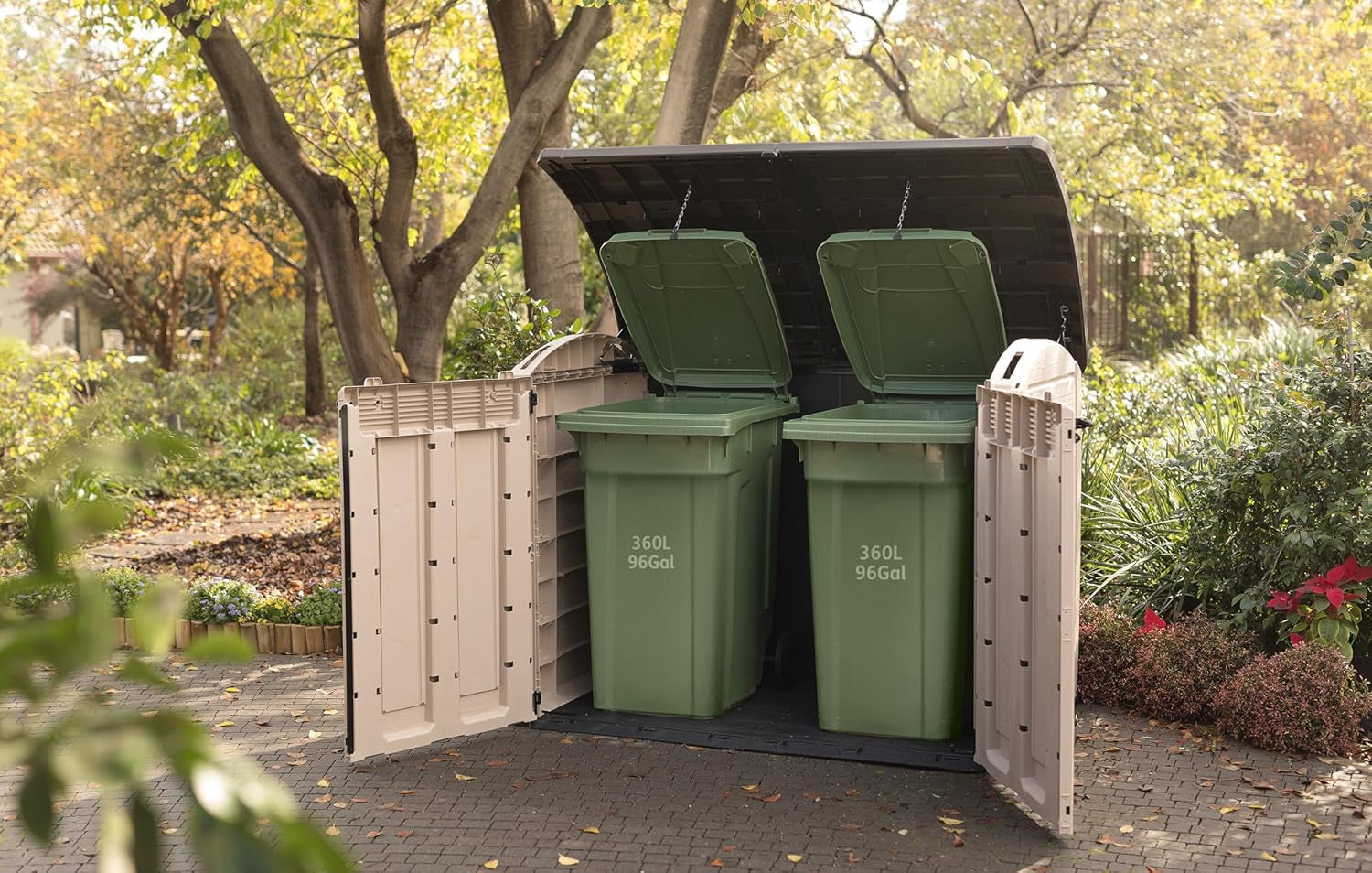 2000L Outdoor Garden Storage Shed Beige Brown Weather Resistant Unit