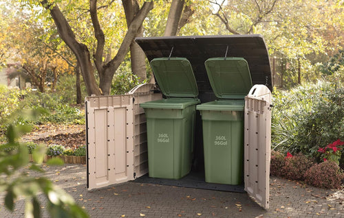 2000L Outdoor Garden Storage Shed Beige Brown Weather Resistant Unit