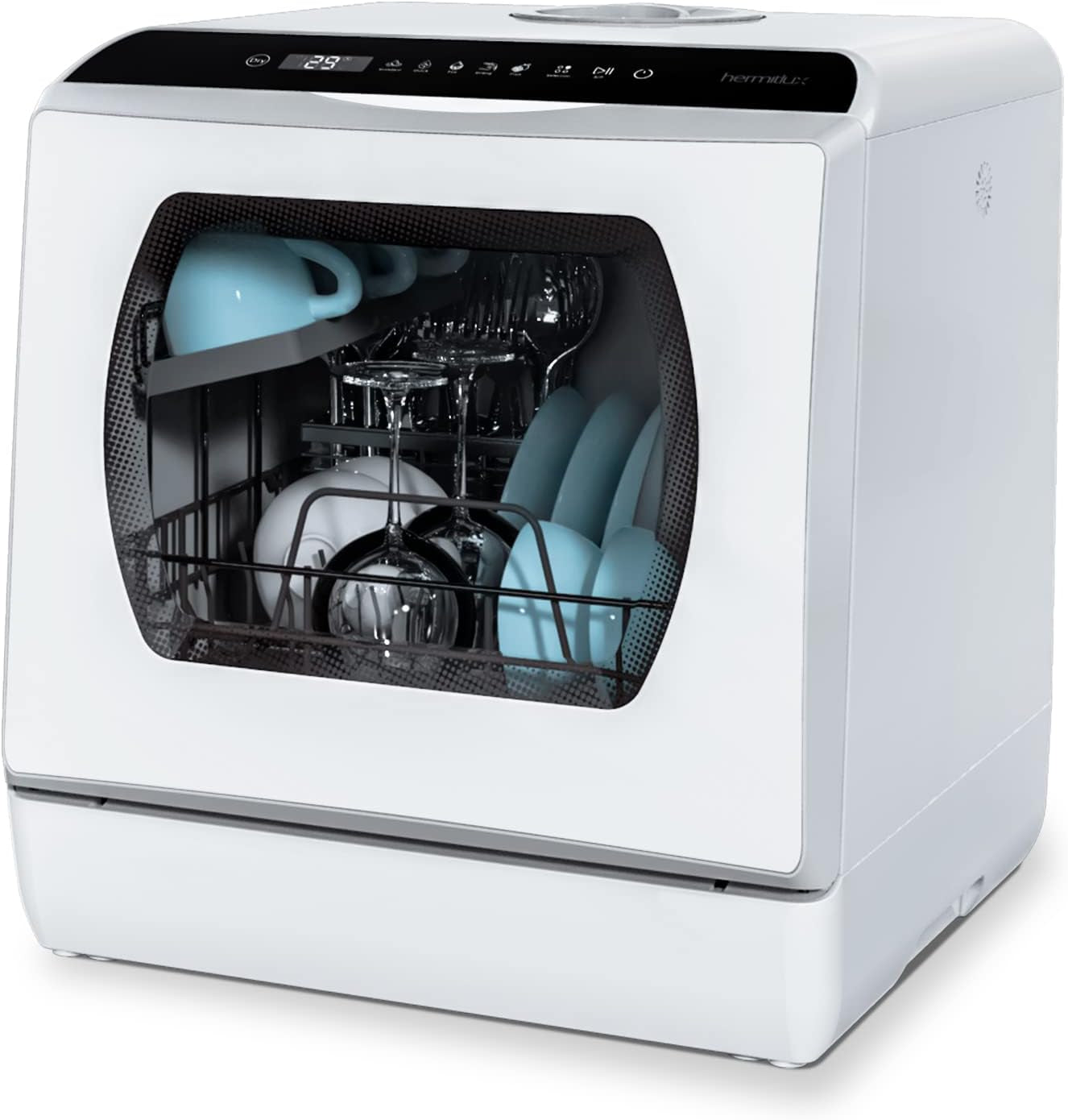 Hermitlux Compact Table Top Dishwasher with 4 Place Settings