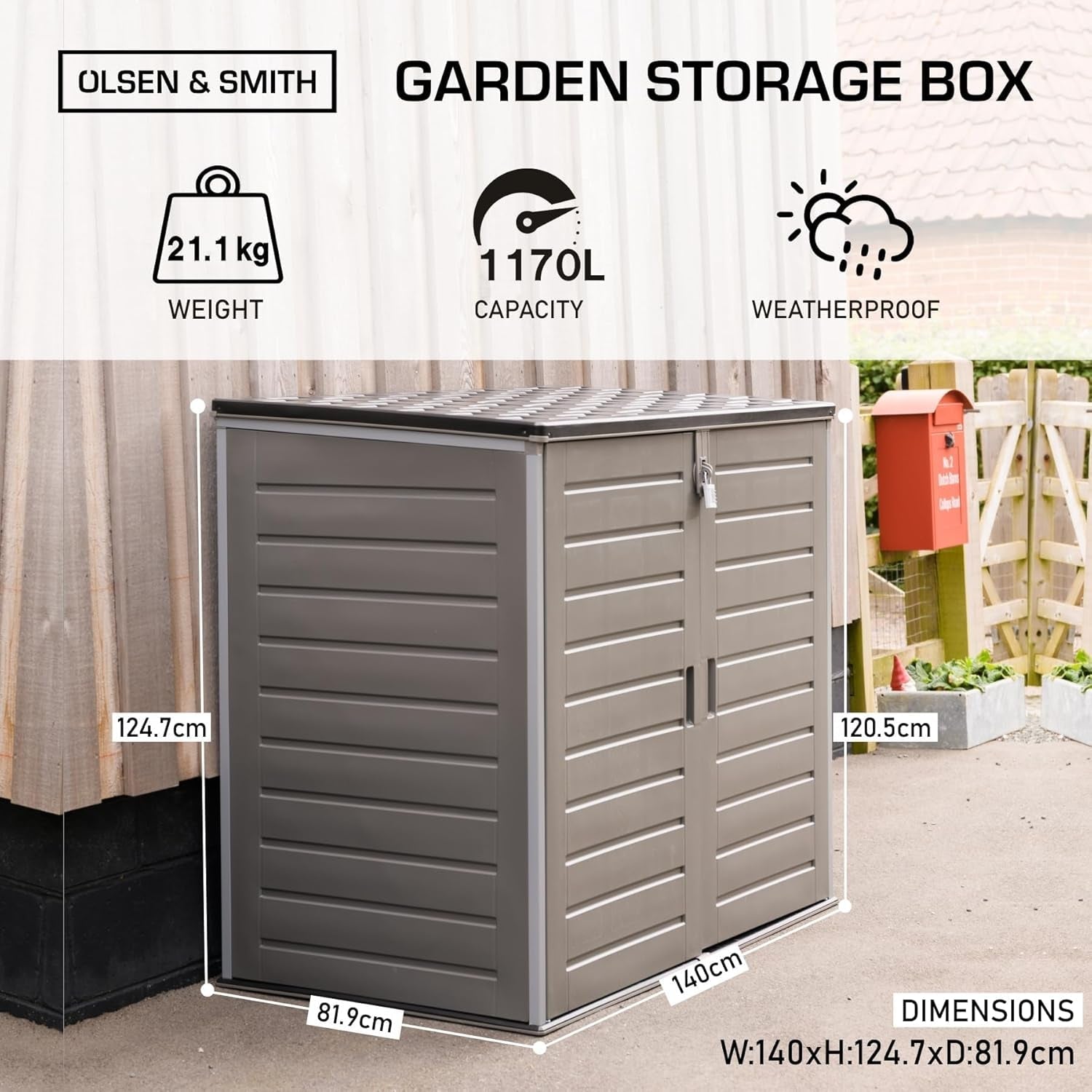 1170L Extra Large Outdoor Garden Storage Box with Secure Padlock