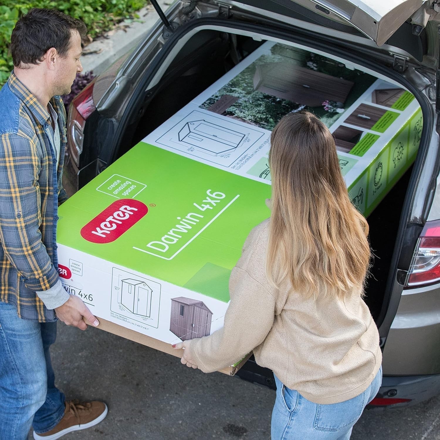 Durable 6x4 Ft Apex Garden Storage Shed Grey Wood Effect