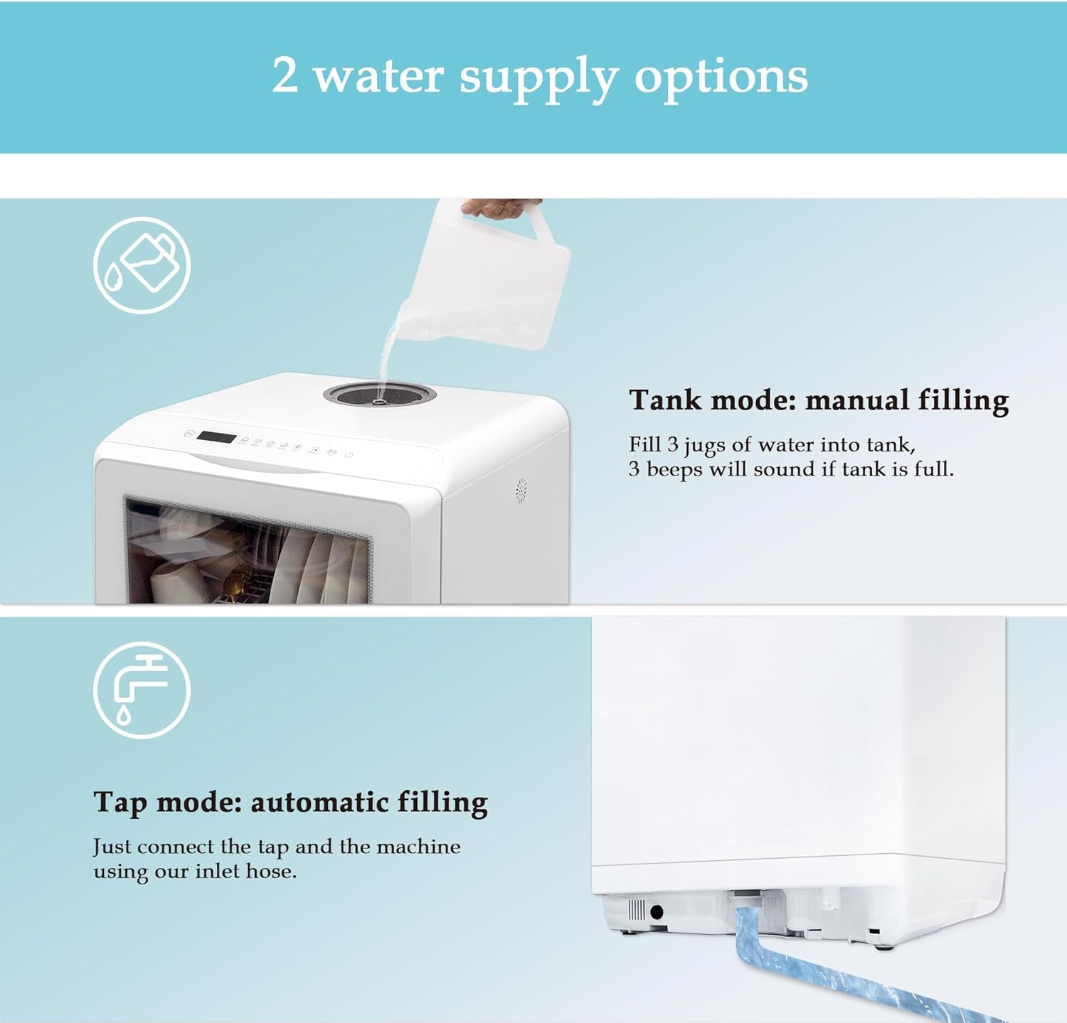 Portable Mini Table Top Dishwasher with 5L Water Tank