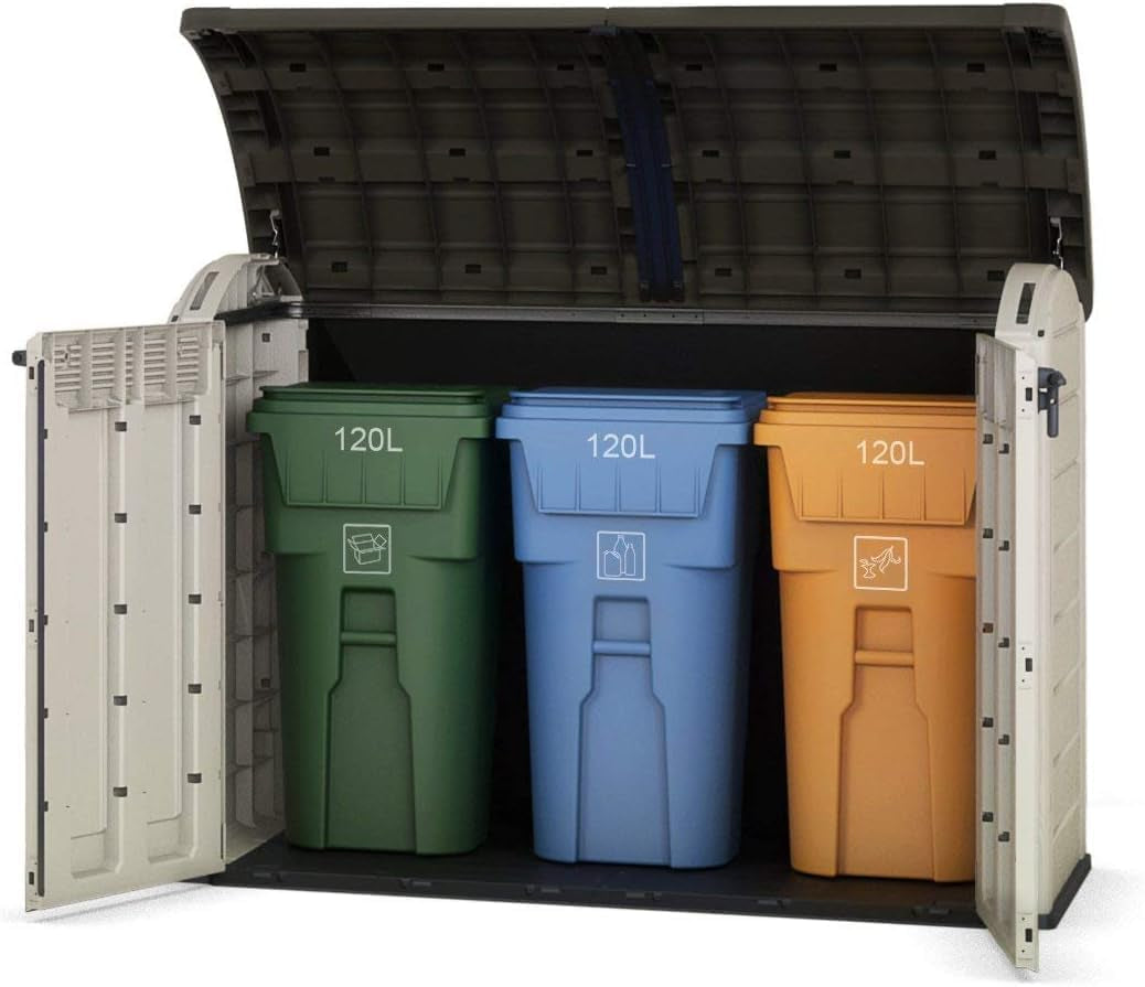 2000L Outdoor Garden Storage Shed Beige Brown Weather Resistant Unit