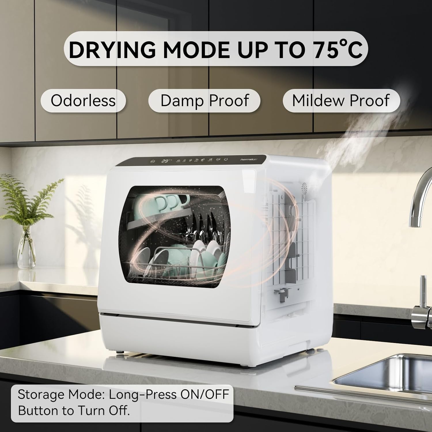 Hermitlux Compact Table Top Dishwasher with 4 Place Settings